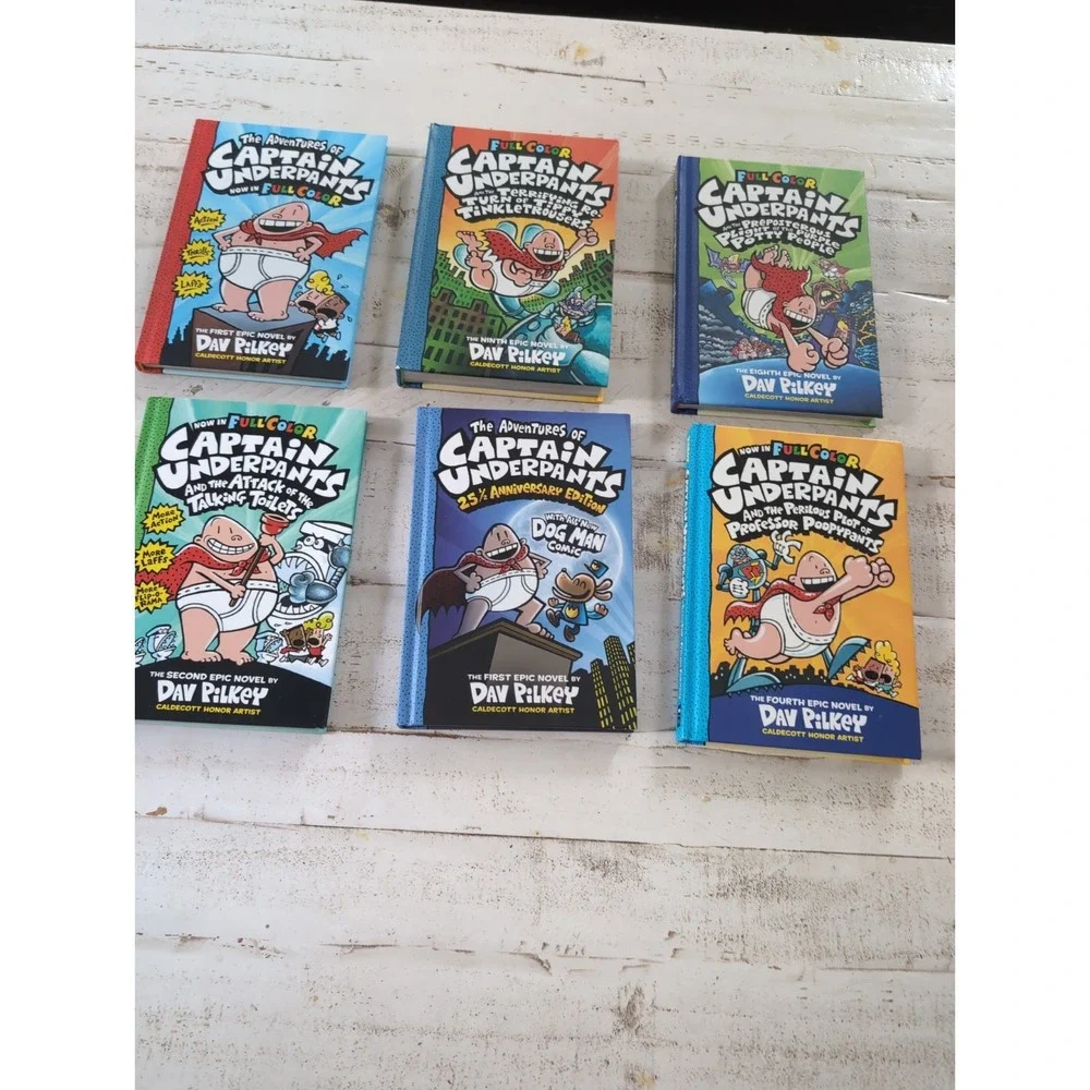 The Adventures of Captain Underpants Lot Of 6 Hardcover Illustrated Books READ